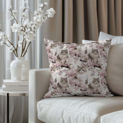 Ragdoll Cat Pillow Cover - Pink Blossom