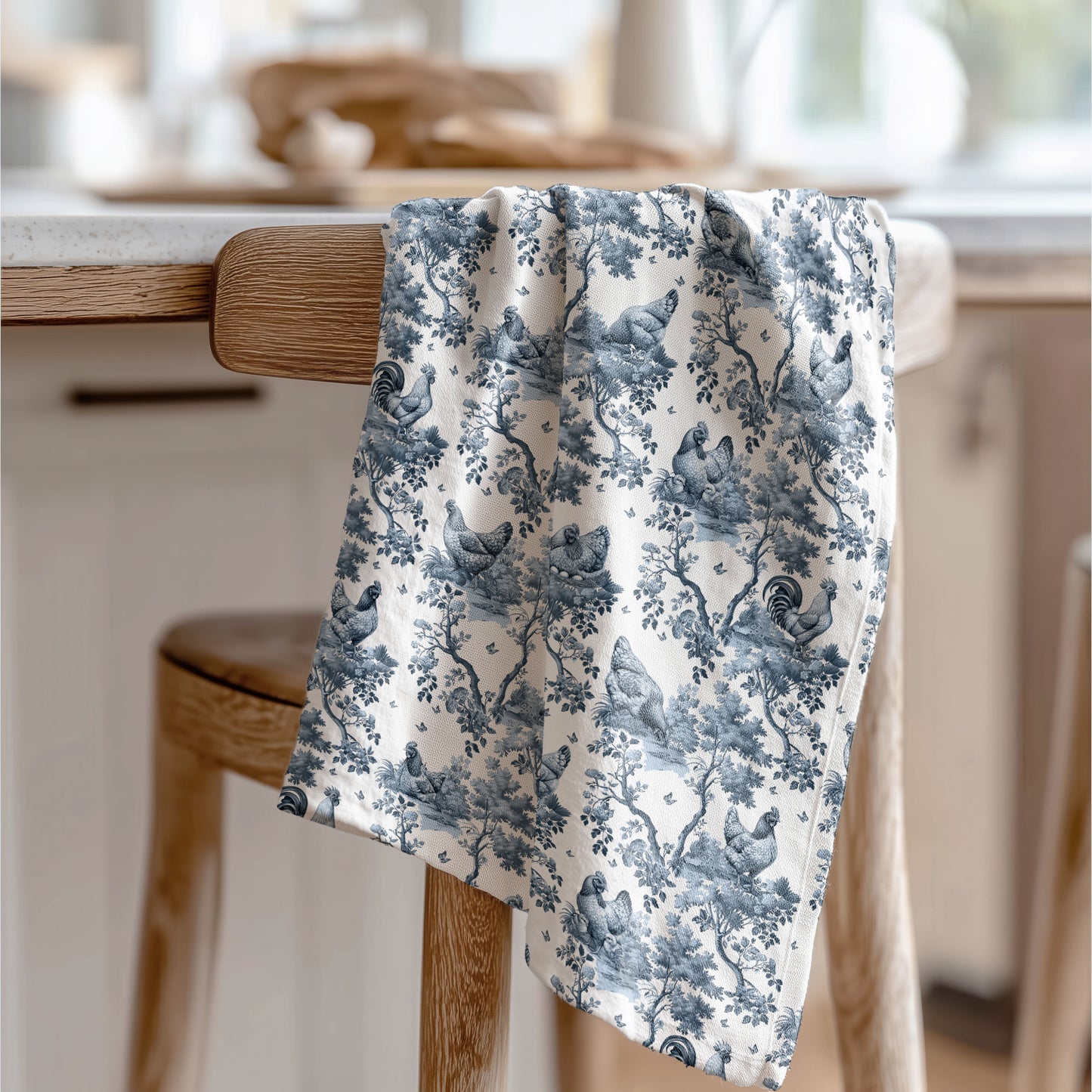 Chicken Cotton Tea Towels -Toile Pattern