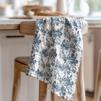 Chicken Cotton Tea Towels -Toile Pattern