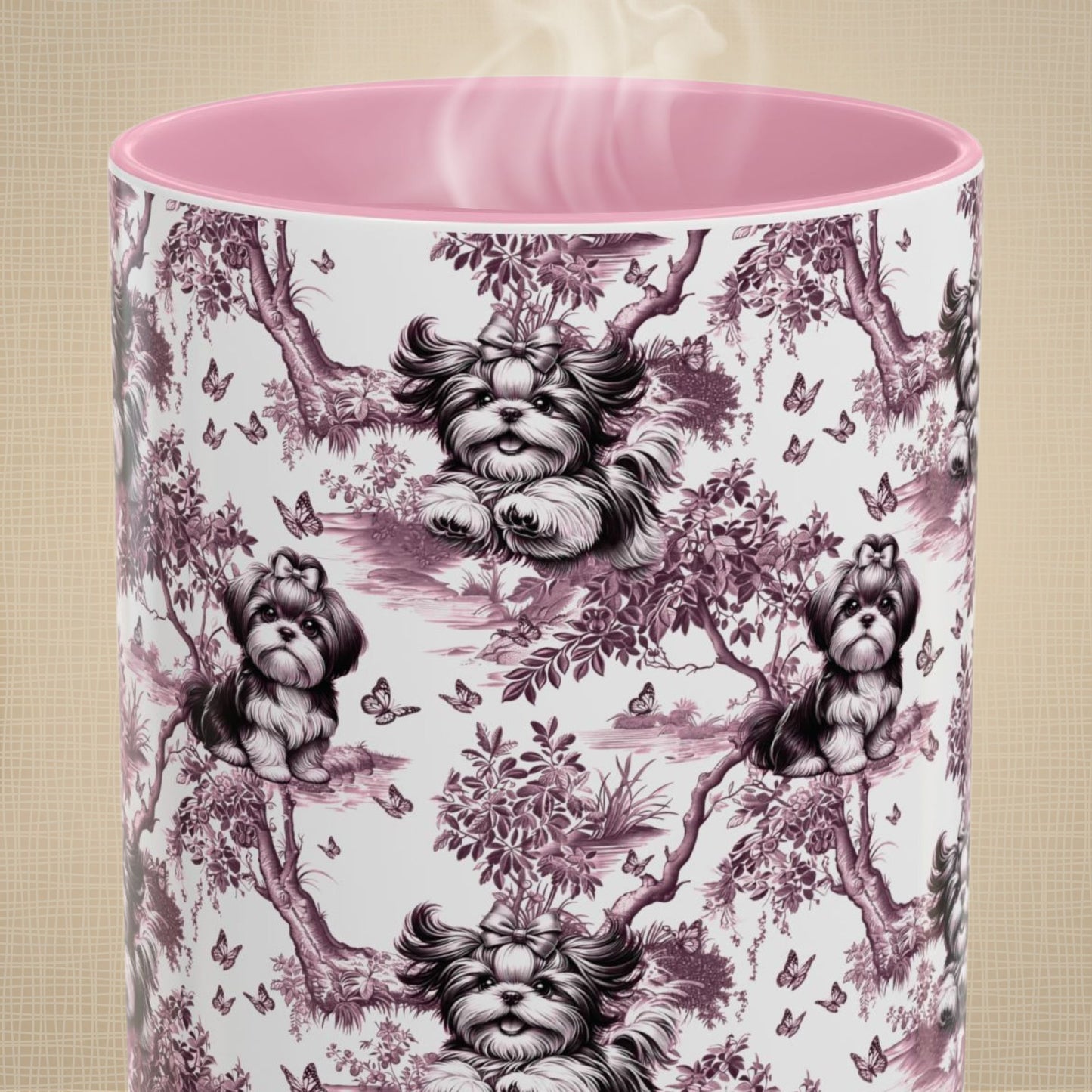 Shih Tzu Mug - Pink Toile
