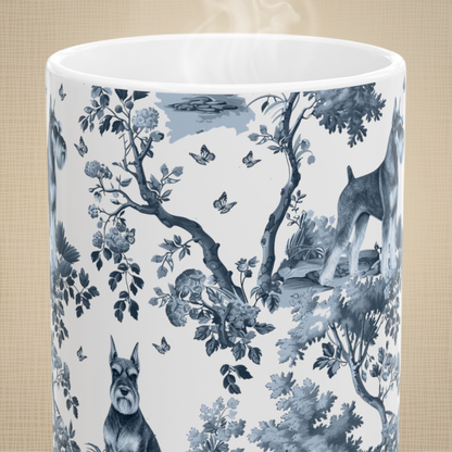 Standard Schnauzer Mug - Blue Toile Pattern