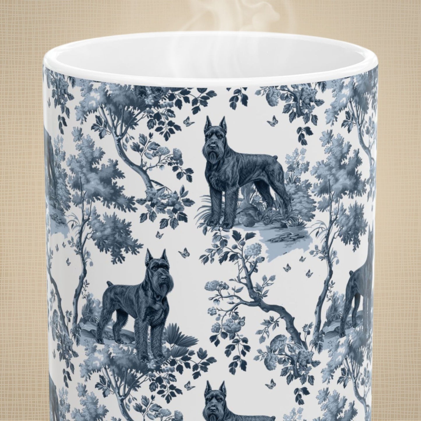 Giant Schnauzer Mug - Blue Toile Pattern