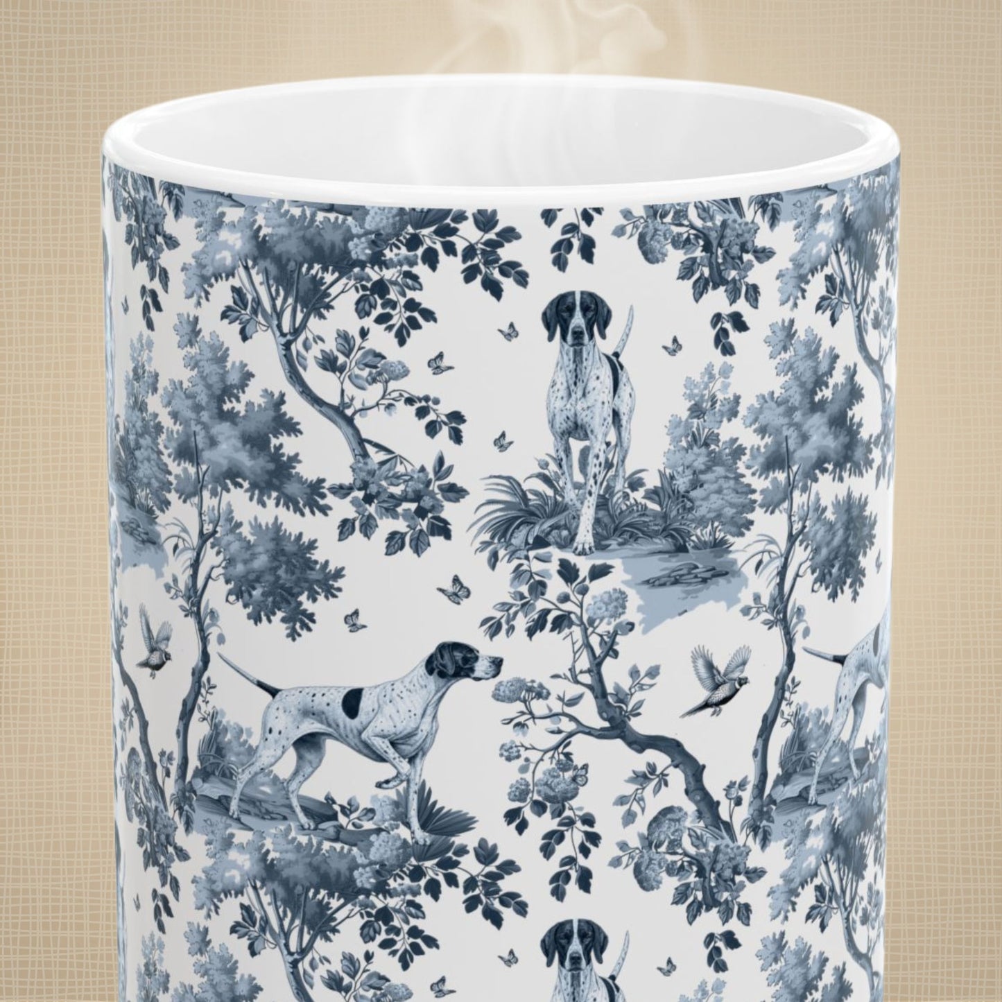 English Pointer Mug - Blue Toile Pattern