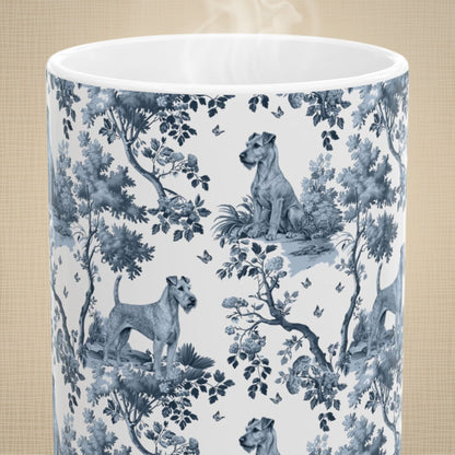 Irish Terrier Mug - Blue Toile Pattern