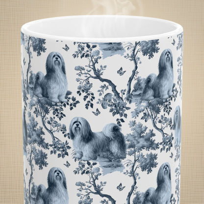 Lhasa Apso Mug - Blue Toile Pattern