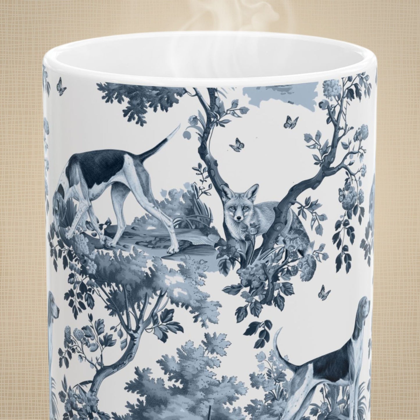 American Foxhound  Mug - Blue Toile Pattern