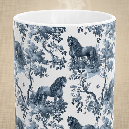 Friesian Horse Mug - Blue Toile Pattern