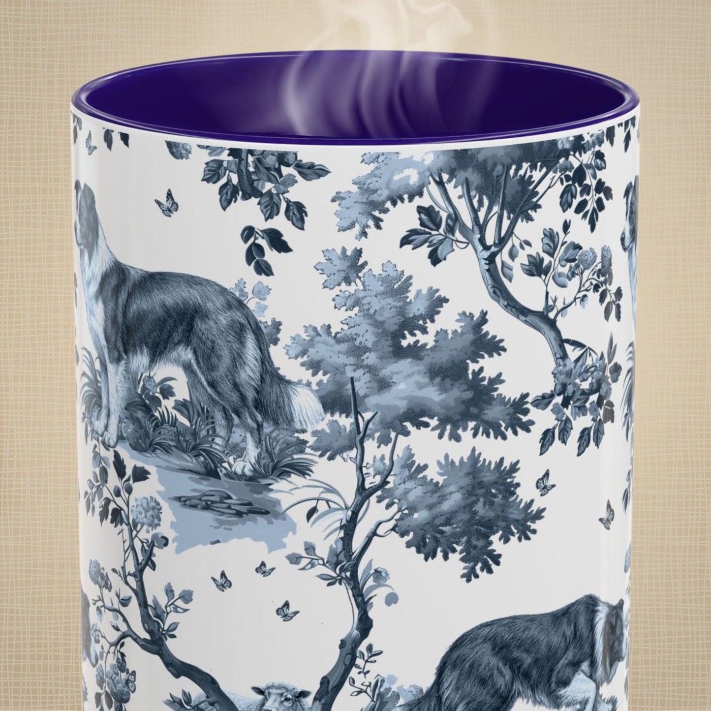 Border Collie Mug - Toile Pattern