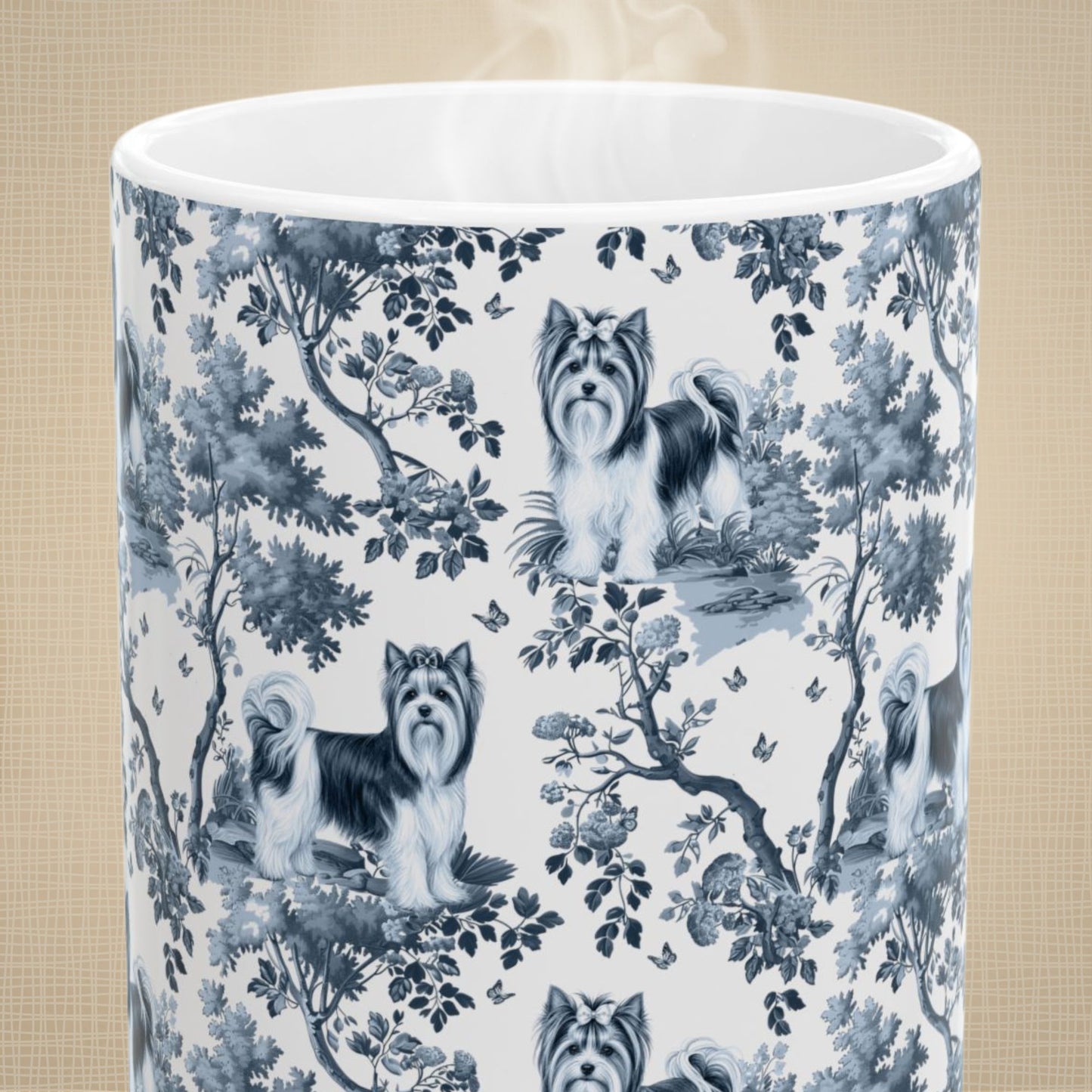 Biewer Terrier  Mug - Blue Toile Pattern
