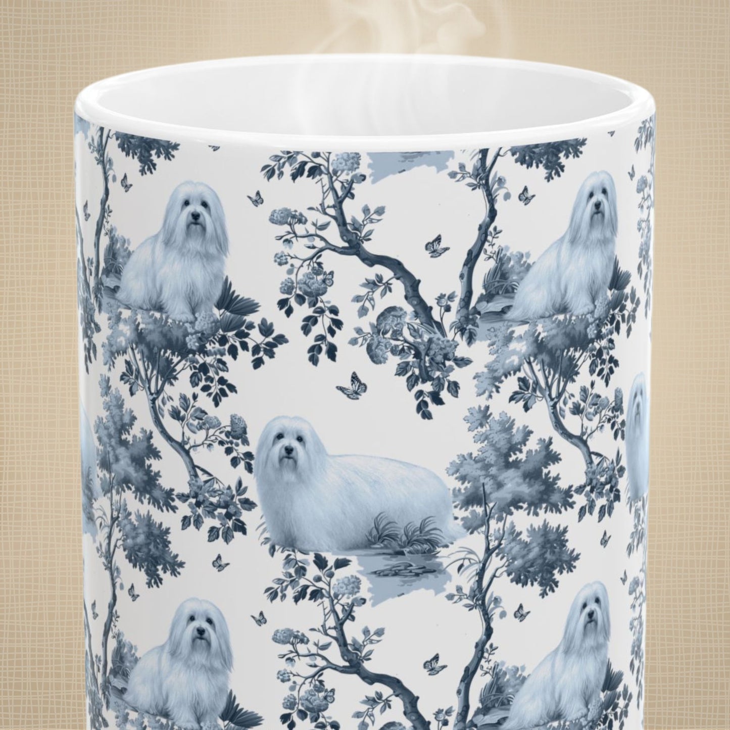 Coton de Tulear Mug - Blue Toile Pattern