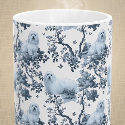 Coton de Tulear Mug - Blue Toile Pattern