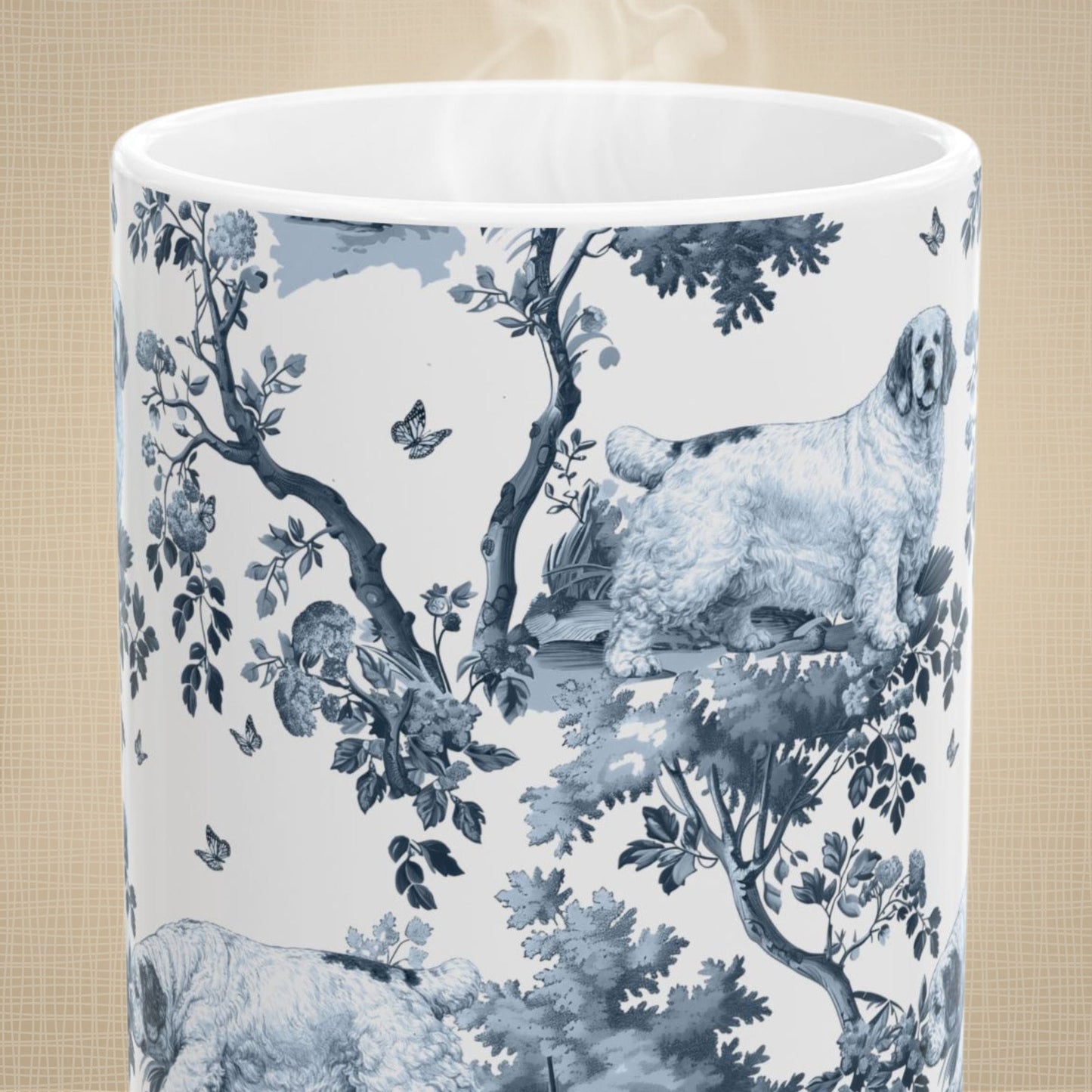 Clumber Spaniel Mug - Toile Pattern