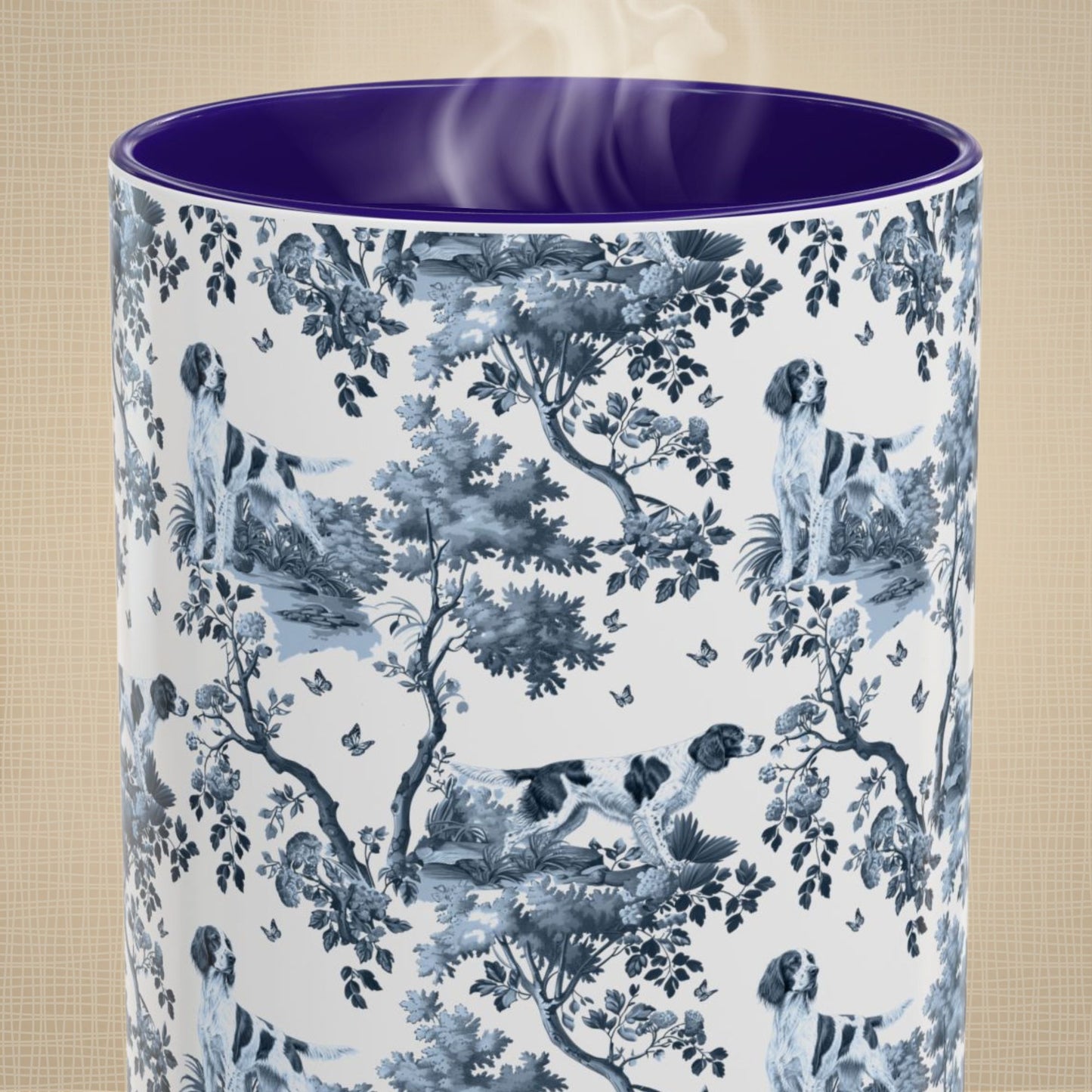Irish Red and White Setter Mug - Toile Pattern