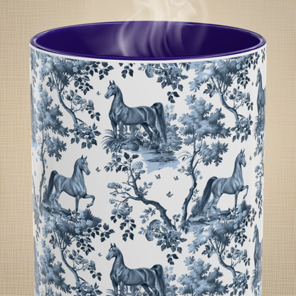 Saddlebred Horse Mug - Blue Toile Pattern
