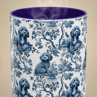 Cavapoo Mug · Garden Toile · Navy Handle
