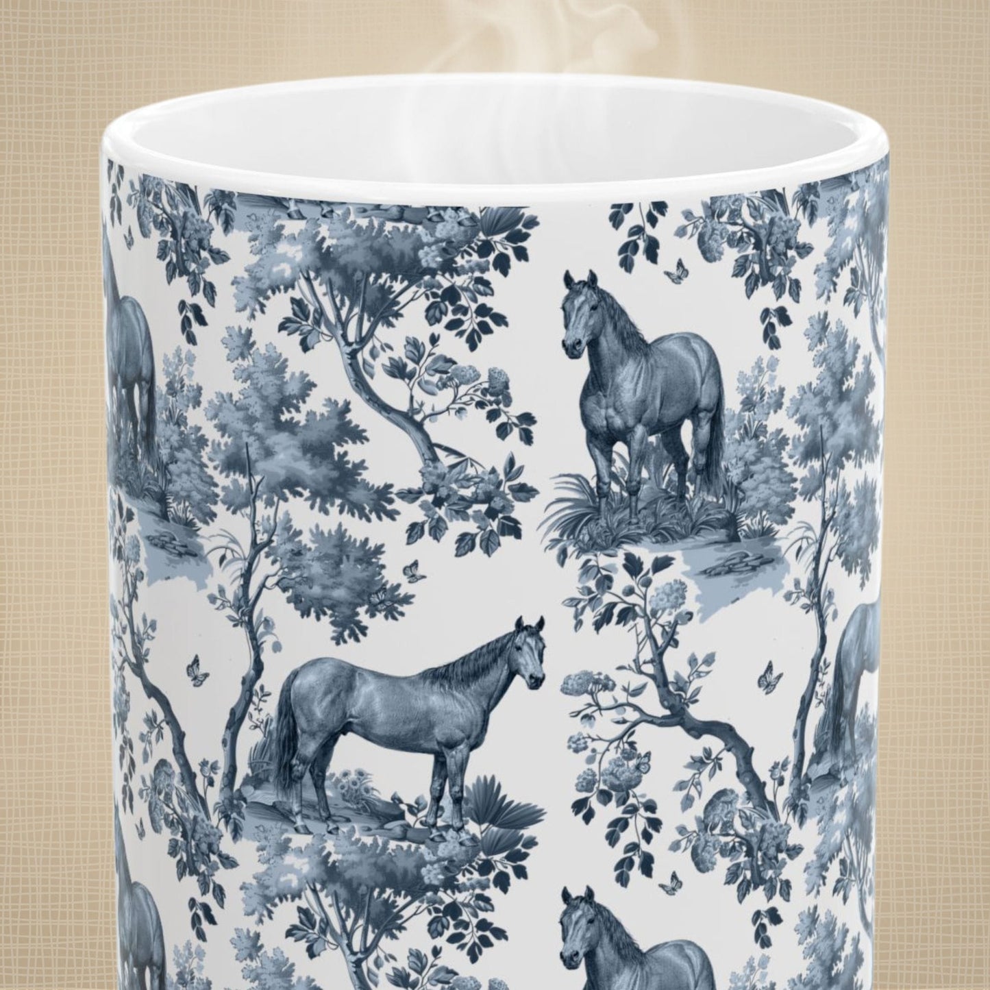 Quarter Horse Mug - Blue Toile Pattern