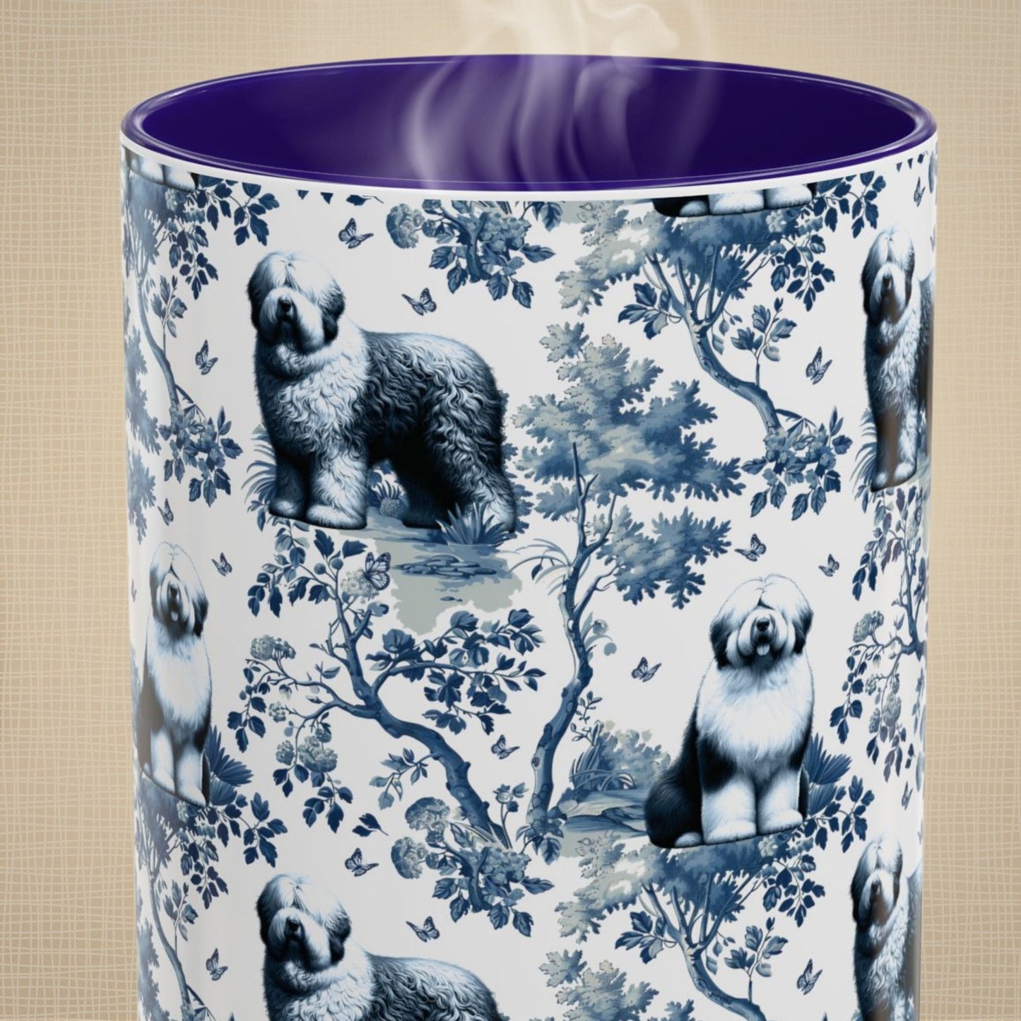 Old English Sheepdog Mug - Toile Pattern