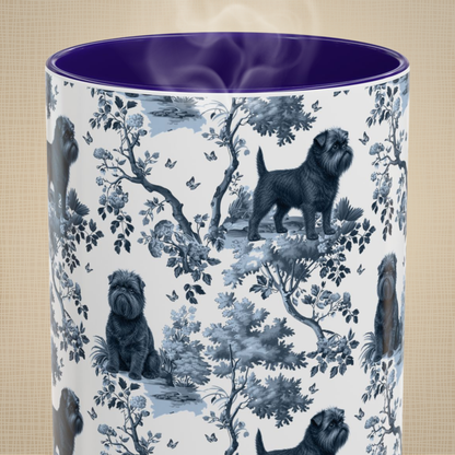 Affenpinscher blue toile mug design shown close up