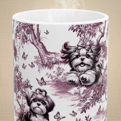 Shih Tzu Mug - Pink Toile Pattern