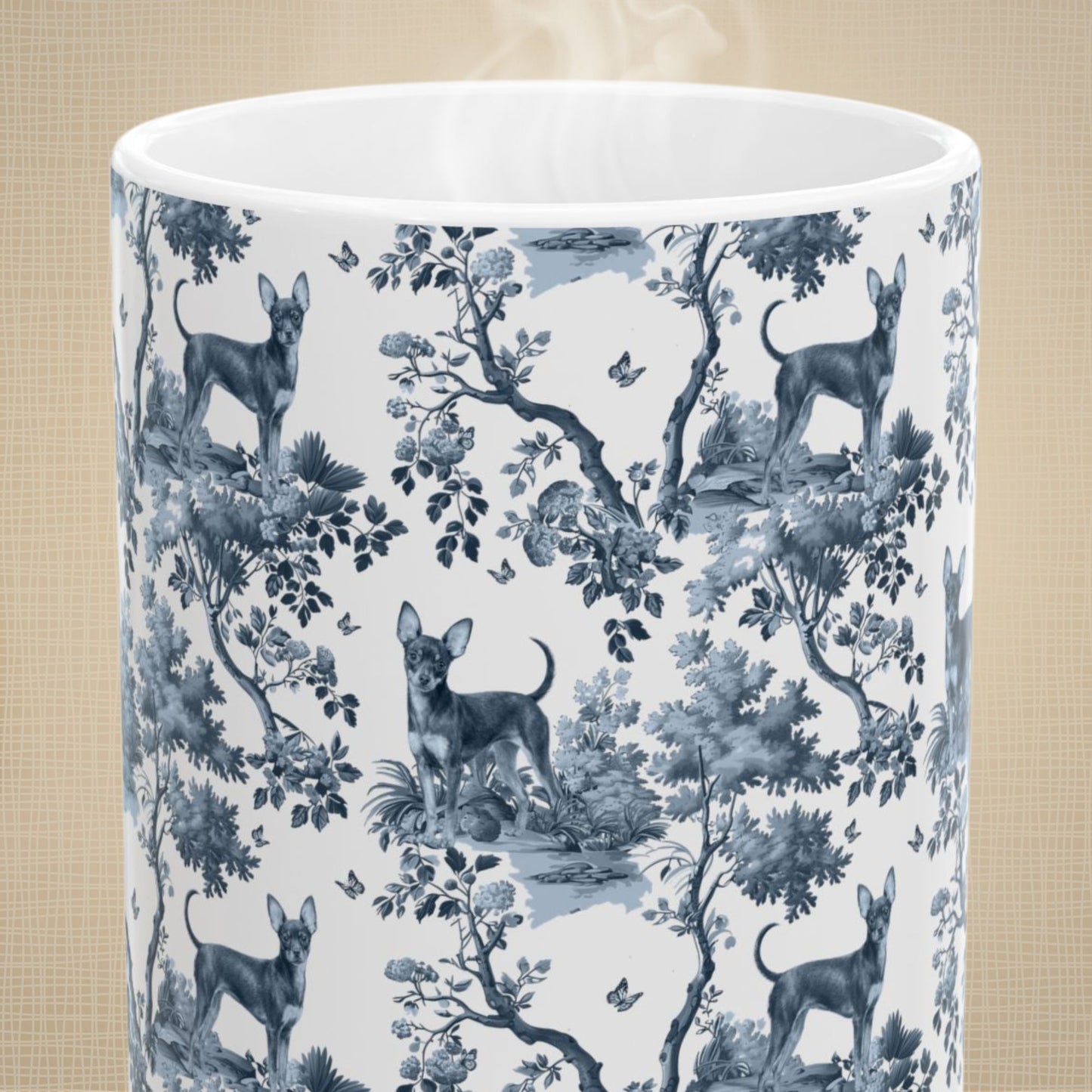 Russian Toy Mug - Blue Toile Pattern