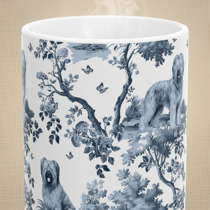 Briard Mug - Blue Toile Pattern