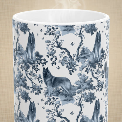 Belgian Tervuren Mug - Blue Toile Pattern
