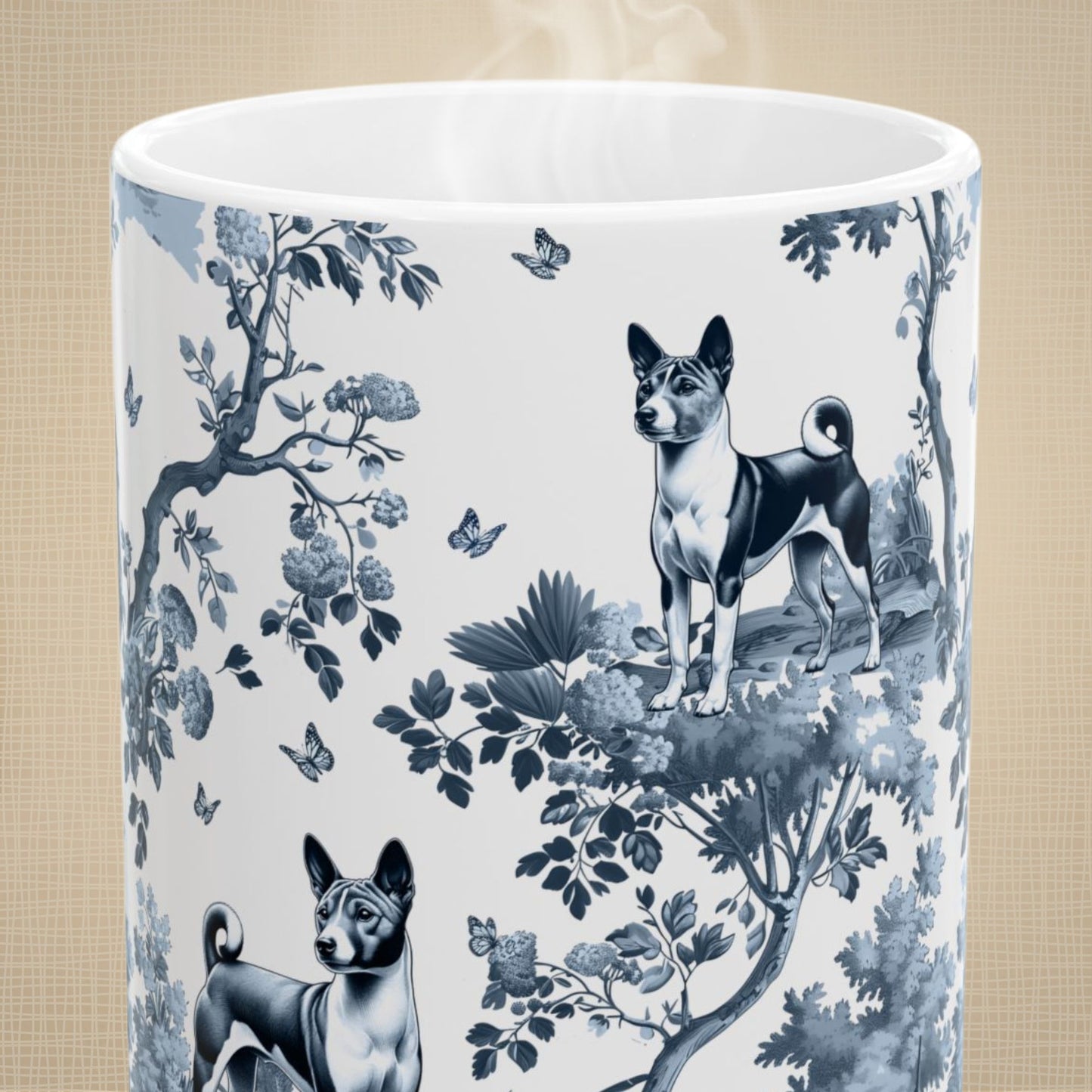 Basenji Mug - Toile Pattern
