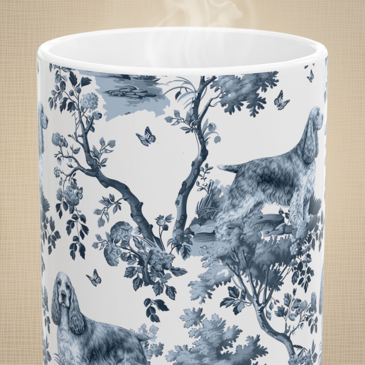 English Cocker Spaniel Mug - Toile Pattern