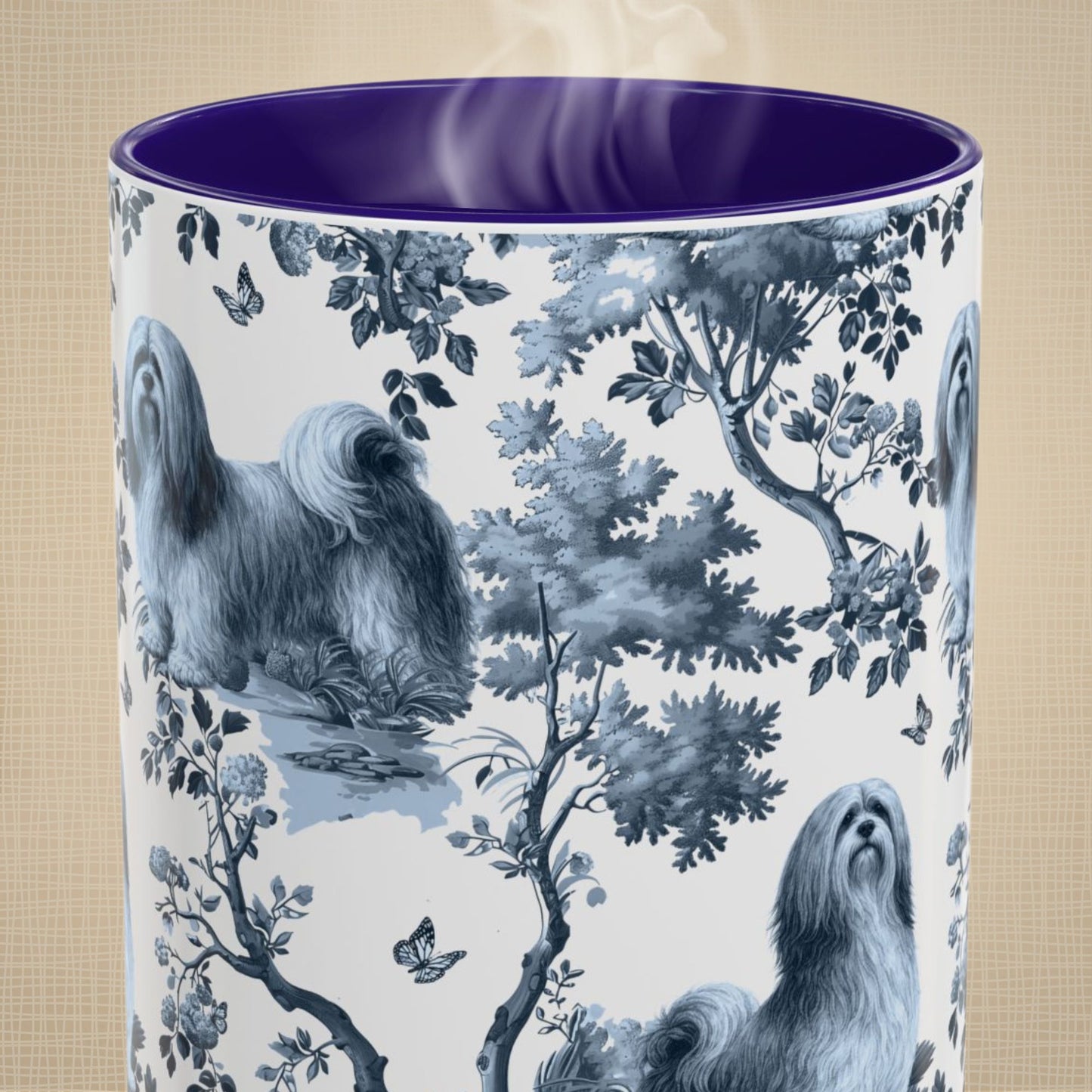 Lhasa Apso Mug - Toile Pattern