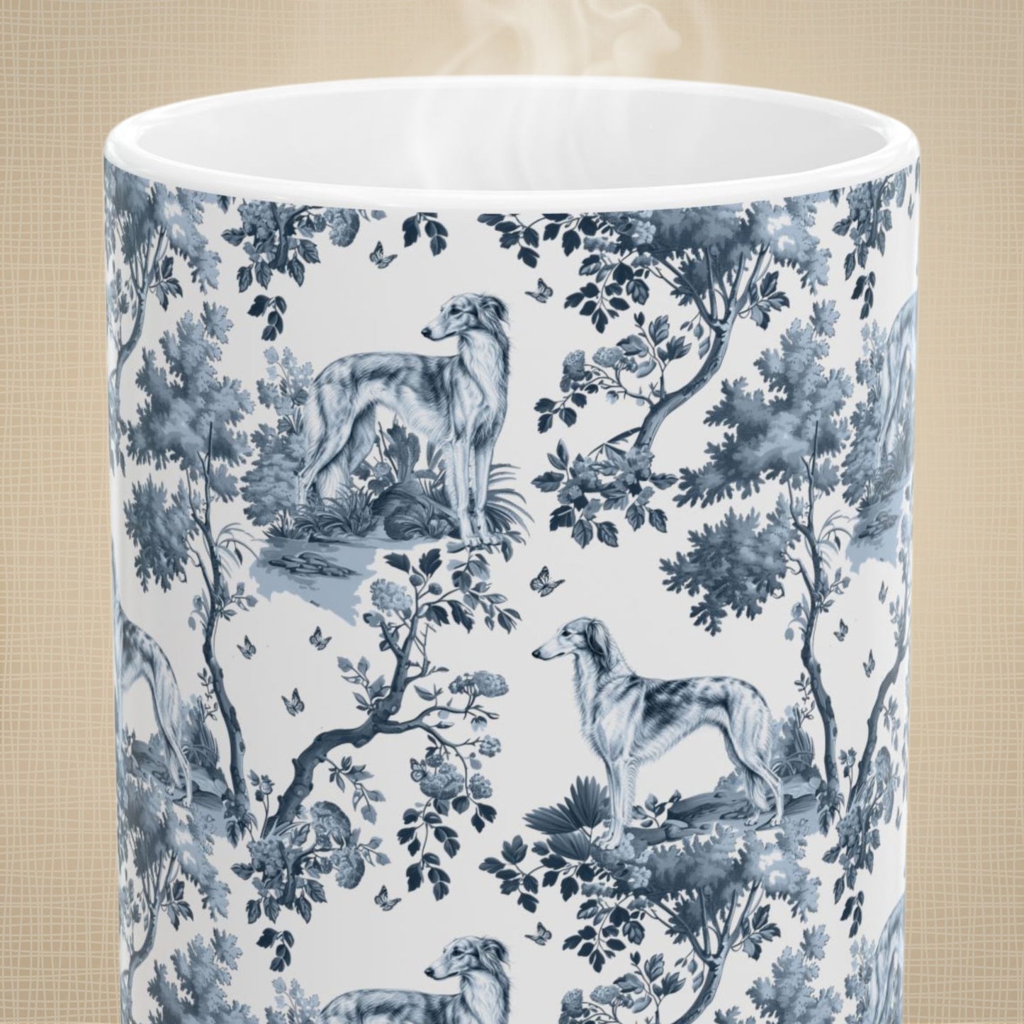Silken Windhound Mug - Blue Toile Pattern