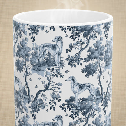 Silken Windhound Mug - Blue Toile Pattern