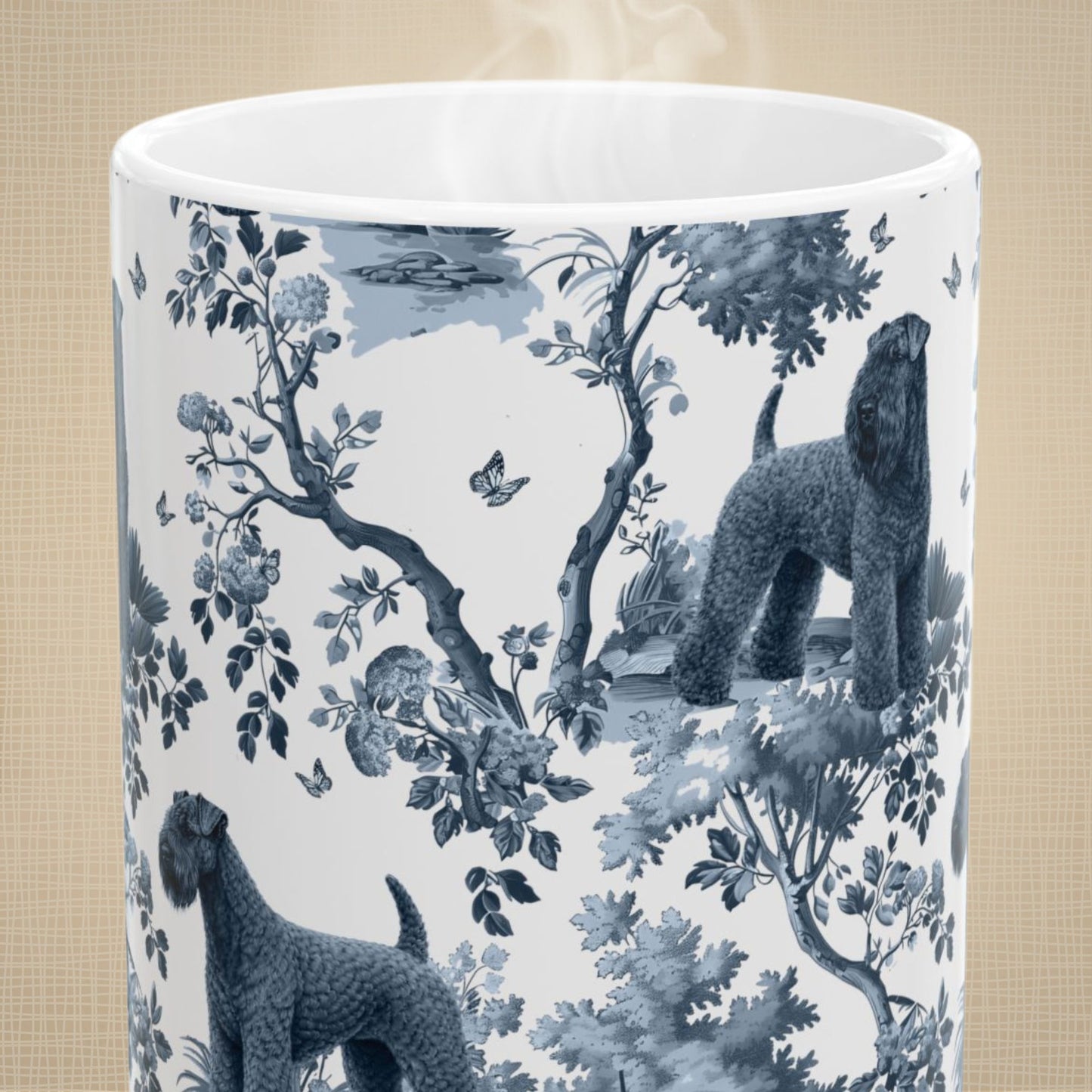 Kerry Blue Terrier Mug - Toile Pattern