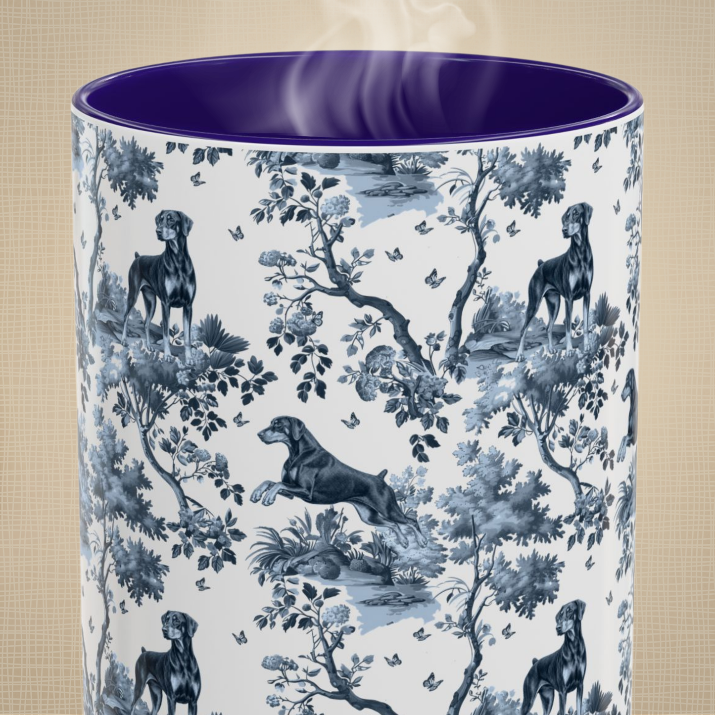 Doberman (Drop Ear) Mug - Toile Pattern