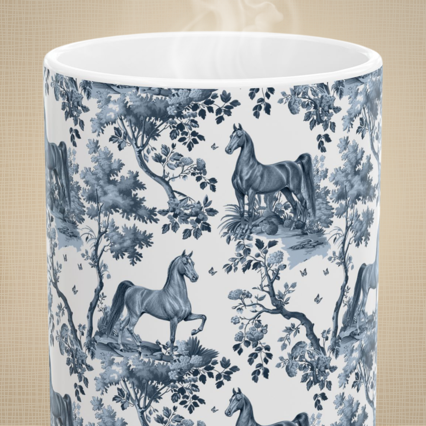 Saddlebred Horse Mug - Blue Toile Pattern