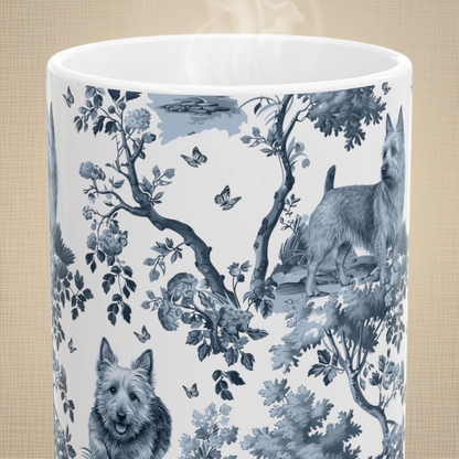 Australian Terrier Mug - Blue Toile Pattern