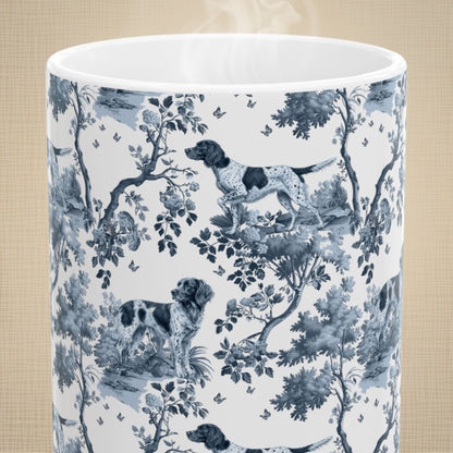 Small Munsterlander Mug - Blue Toile Pattern
