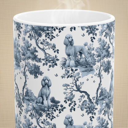 Standard Poodle Mug - Blue Toile Pattern