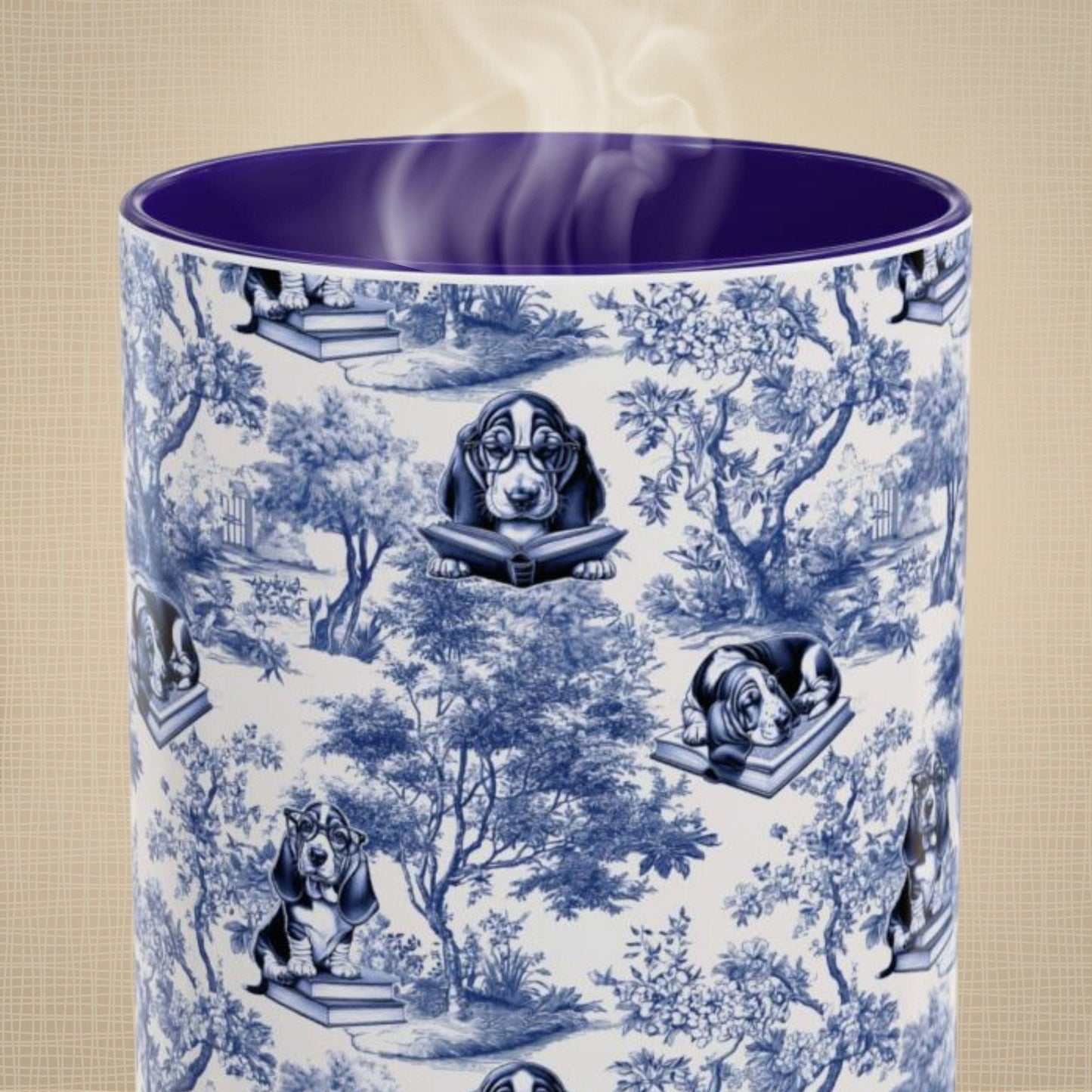 Basset Hound Toile Mug - Reading Books