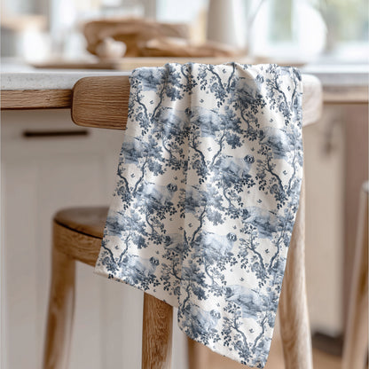 Clumber Spaniel Cotton Tea Towels - Toile Pattern