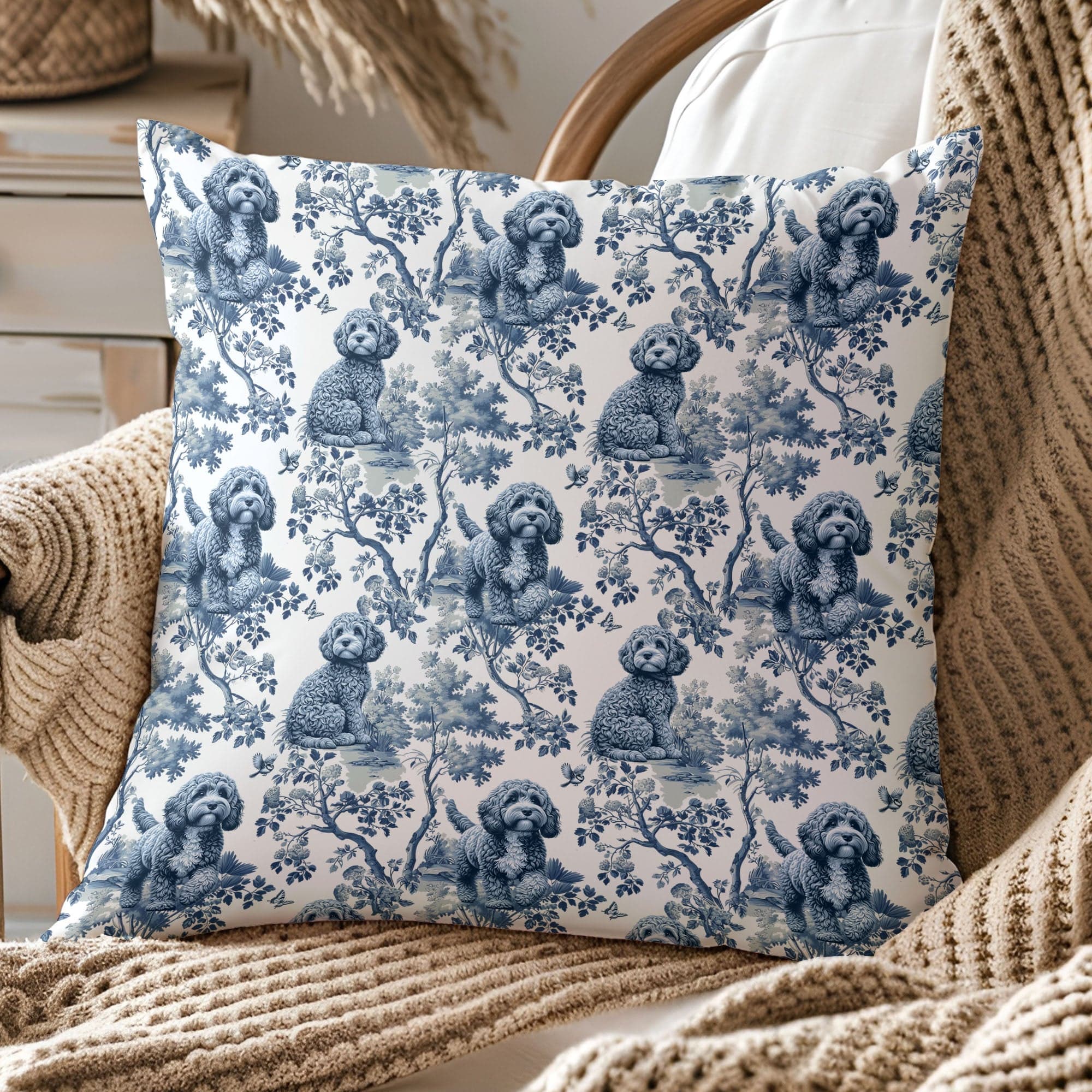 Cockapoo Pillow Cover, Garden Toile | Oh My Tails