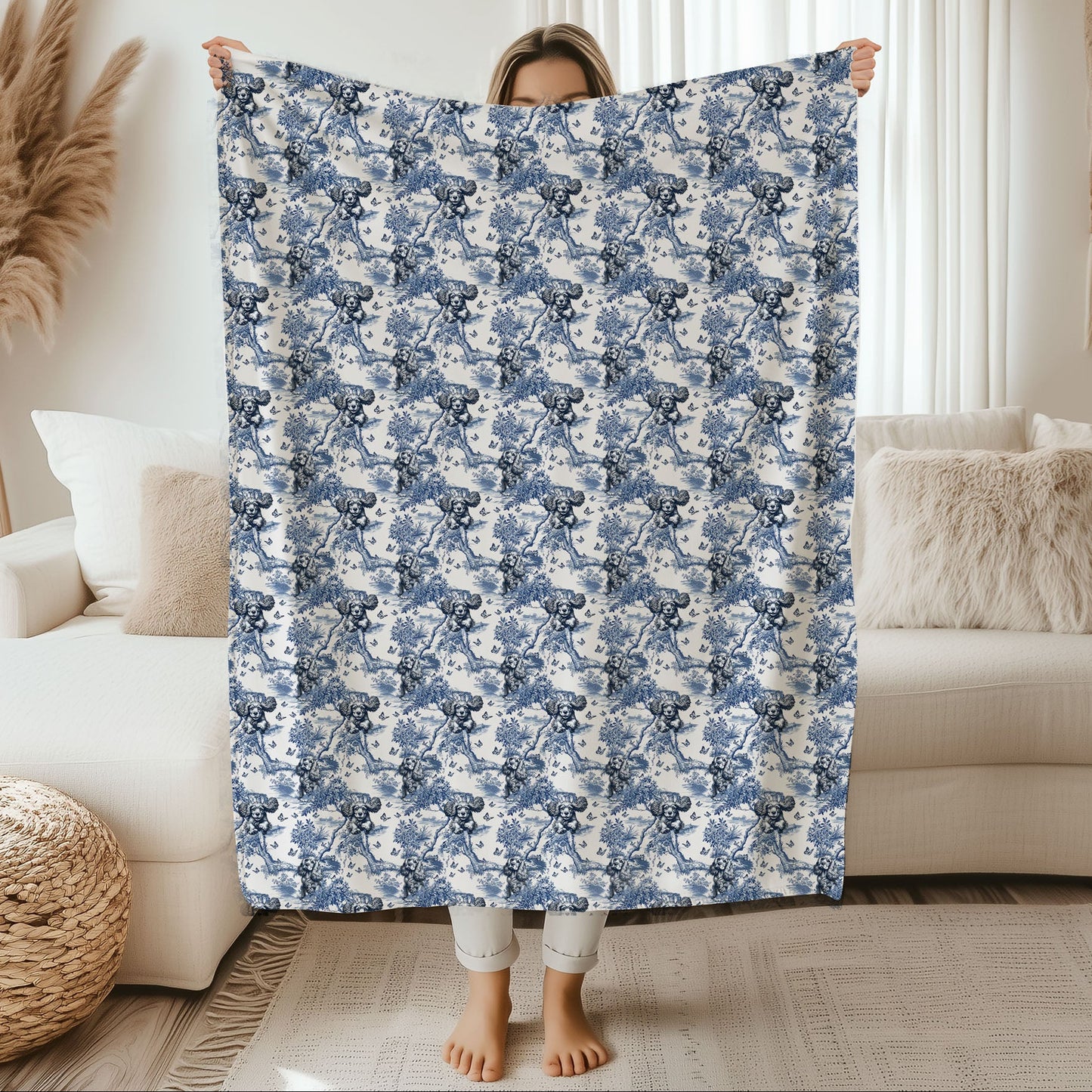 American Cocker Spaniel Blanket - Toile Pattern