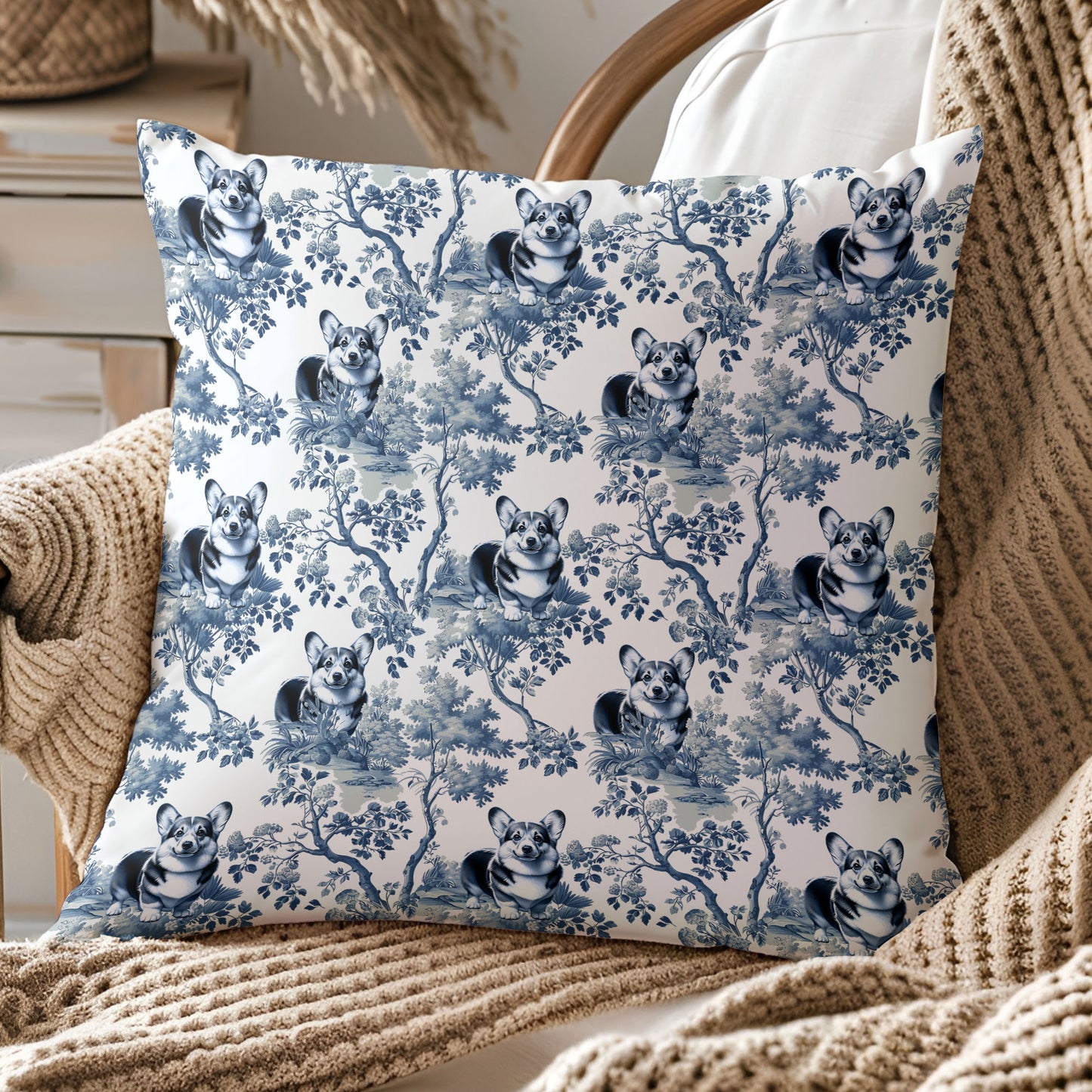 Corgi Pillow Cover - Toile