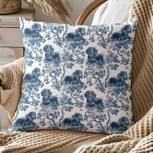Dachshund Longhaired Pillow Cover - Toile