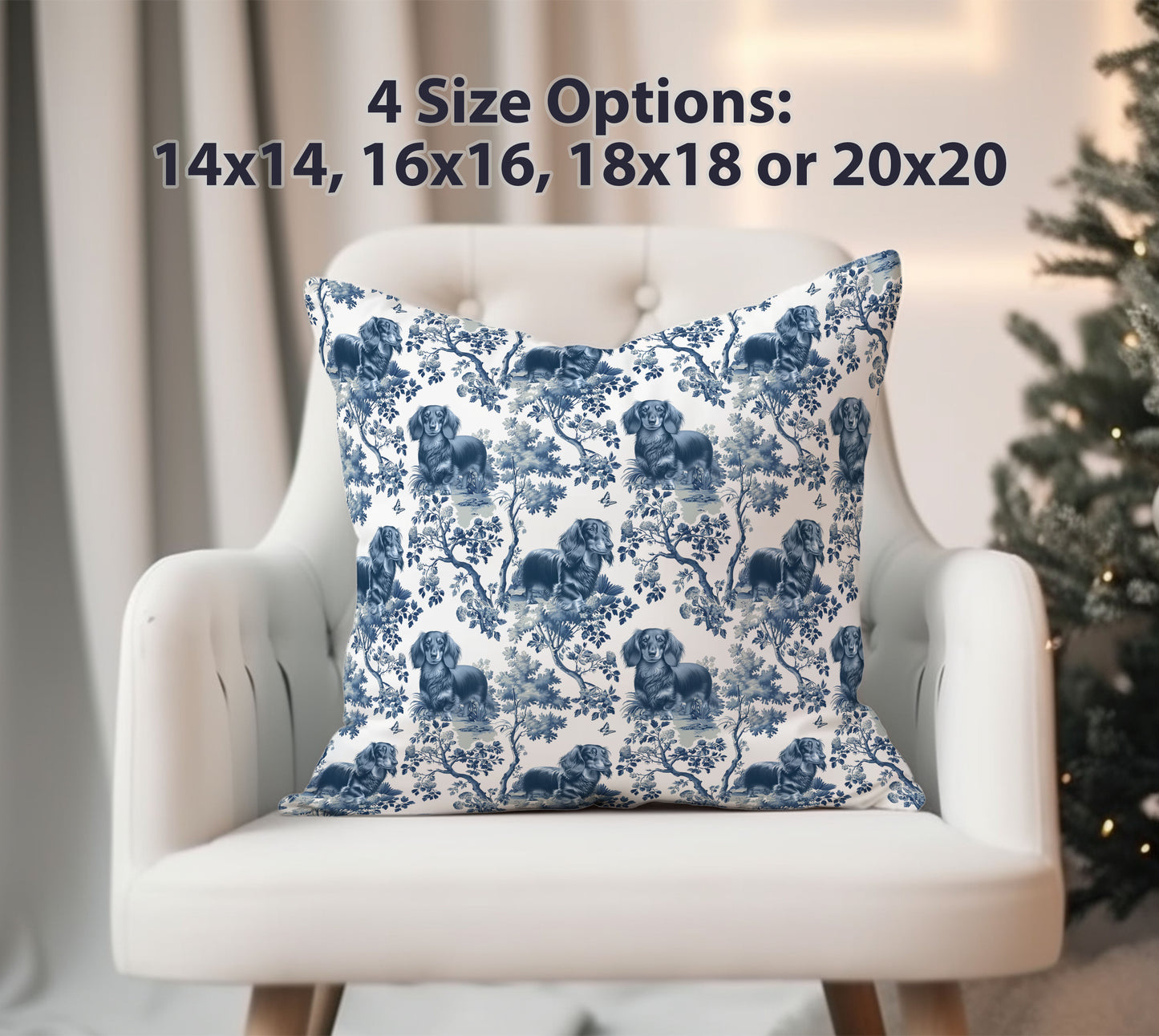 Dachshund Longhaired Pillow Cover - Toile