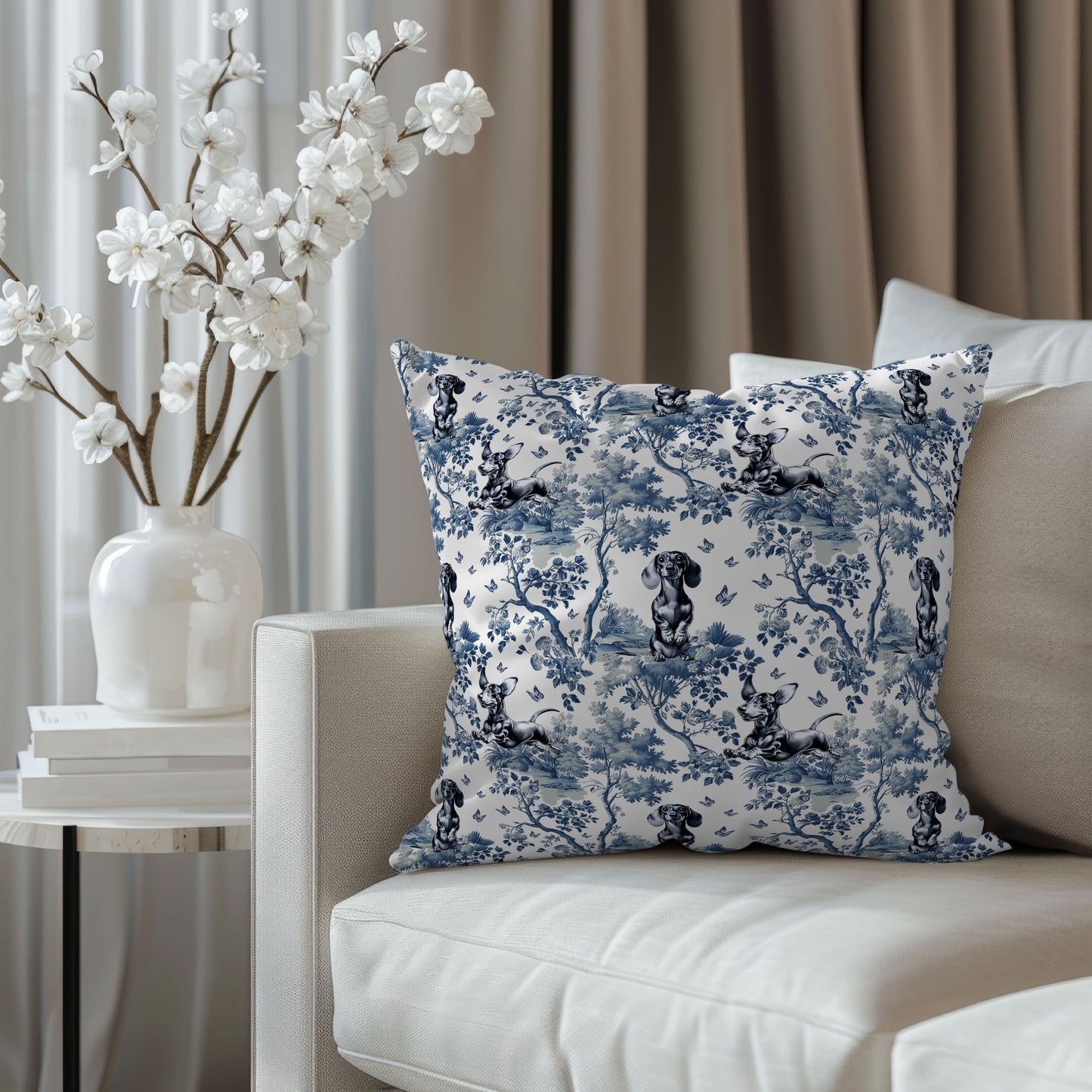 Dachshund Pillow Cover - Toile