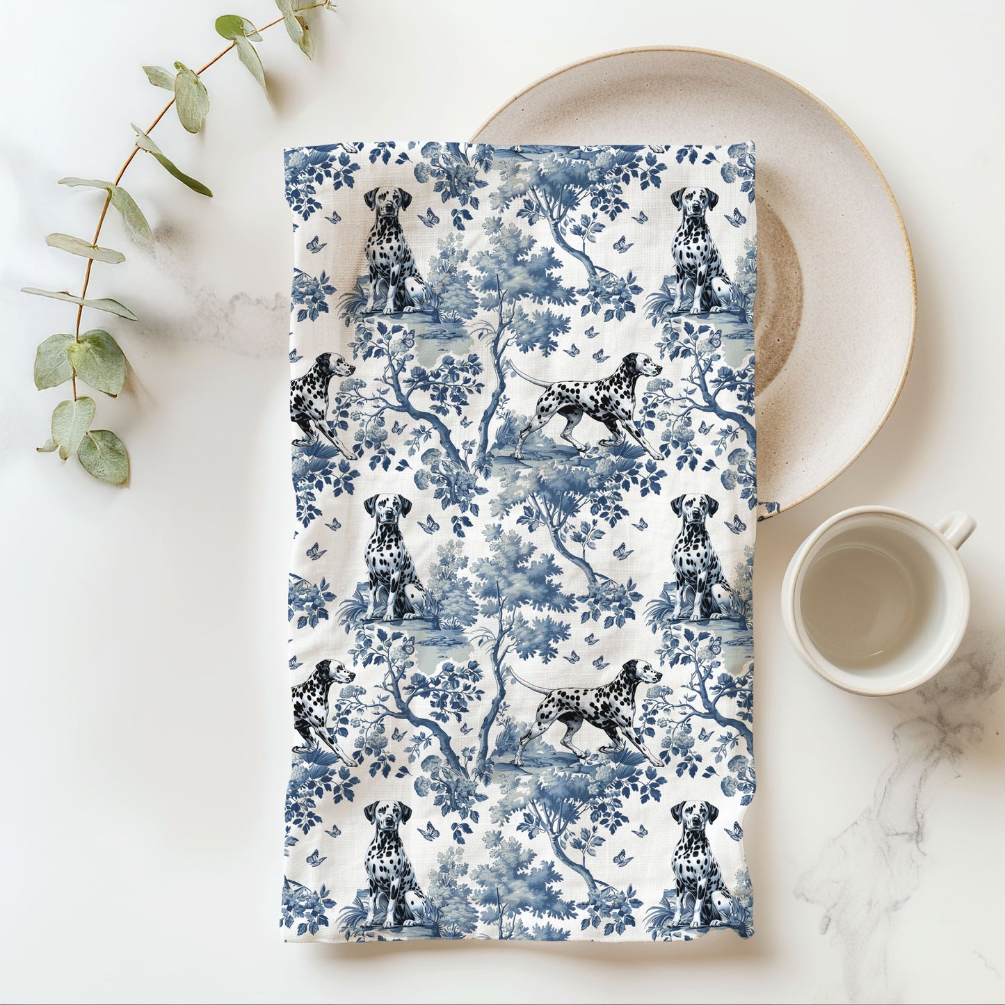 Dalmatian Cotton Tea Towels - Toile Pattern