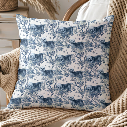 Dande Dinmont Terrier Pillow Cover - Blue Toile Pattern
