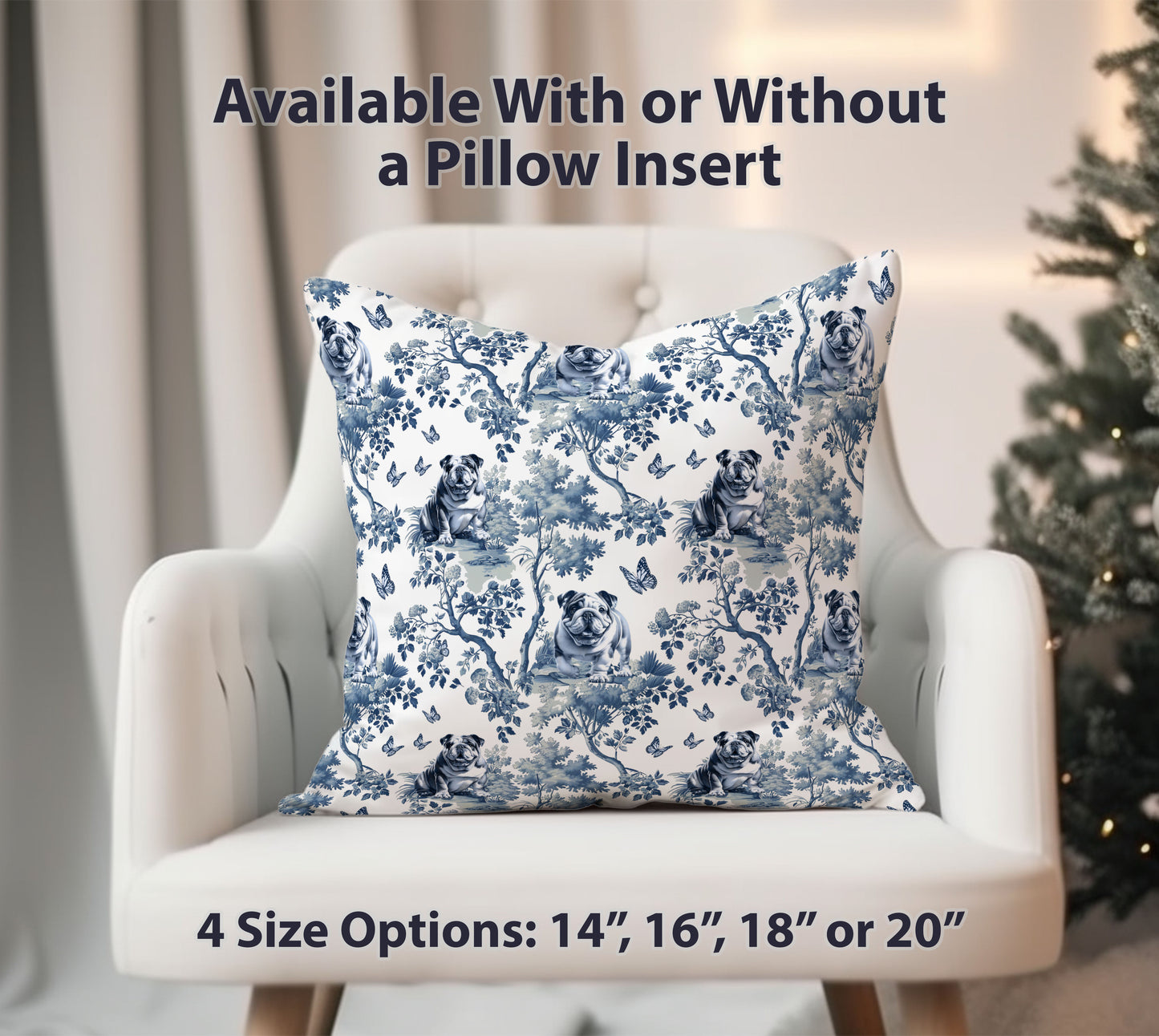 English Bulldog Pillow Cover - Toile