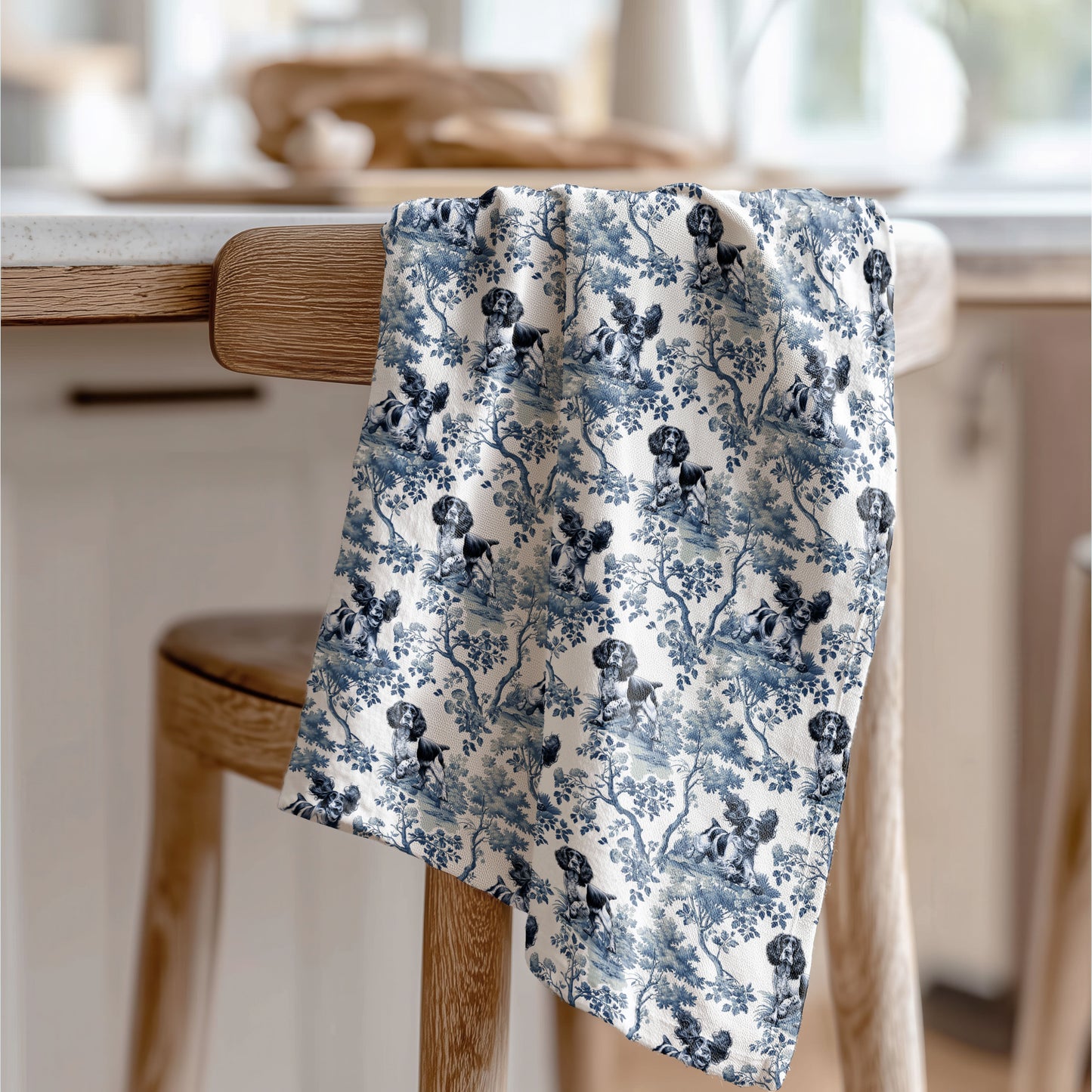 English Springer Spaniel Cotton Tea Towels -Toile Pattern