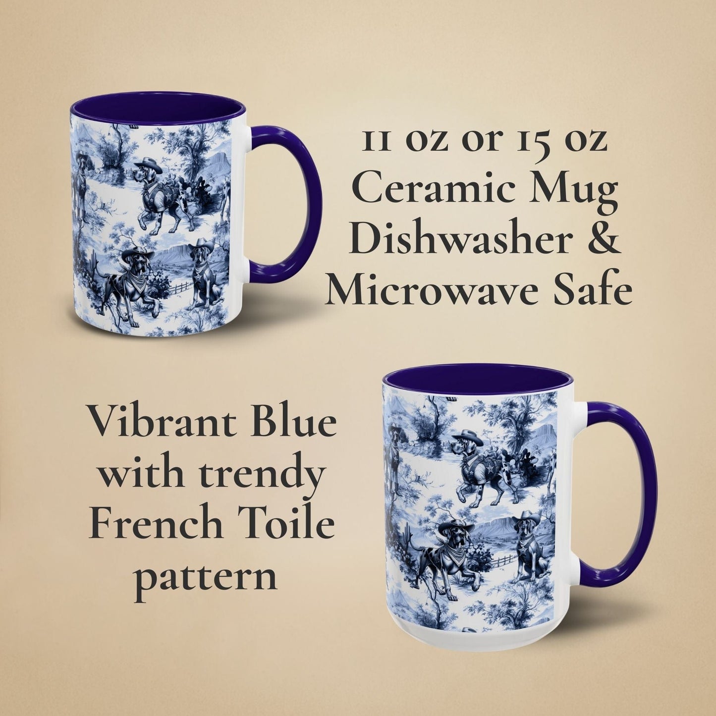 Great Dane Toile Mug - Western Cowboy